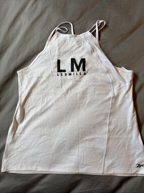 Les Mills Reebok Sz. L Women's White Strappy Tank Top